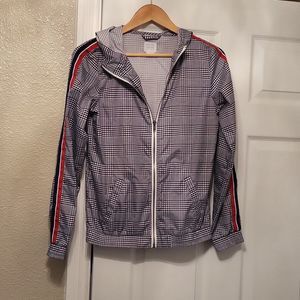 Empyre Clothing Plaid Zip Up Lightweight Hooded Jacket small